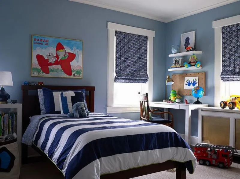 Cómo decorar una habitación infantil con tonalidades azul marino
